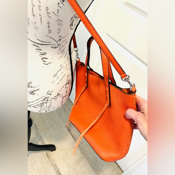 Rebecca Minkoff Mini Unlined Ladies Small Leather Tote Handbag, Mandarin Orange. - Picture 4 of 12